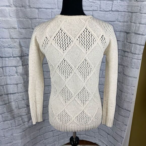 American eagle open knit scoopneck sweater off white sz S women - Picture 4 of 11